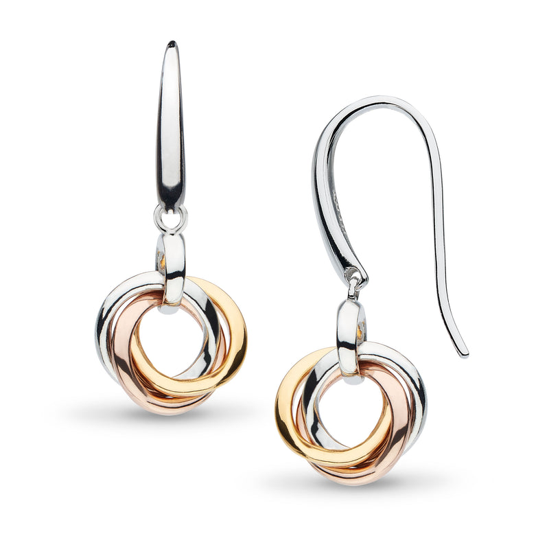 Bevel Trilogy Drop Silver and Gold Earrings