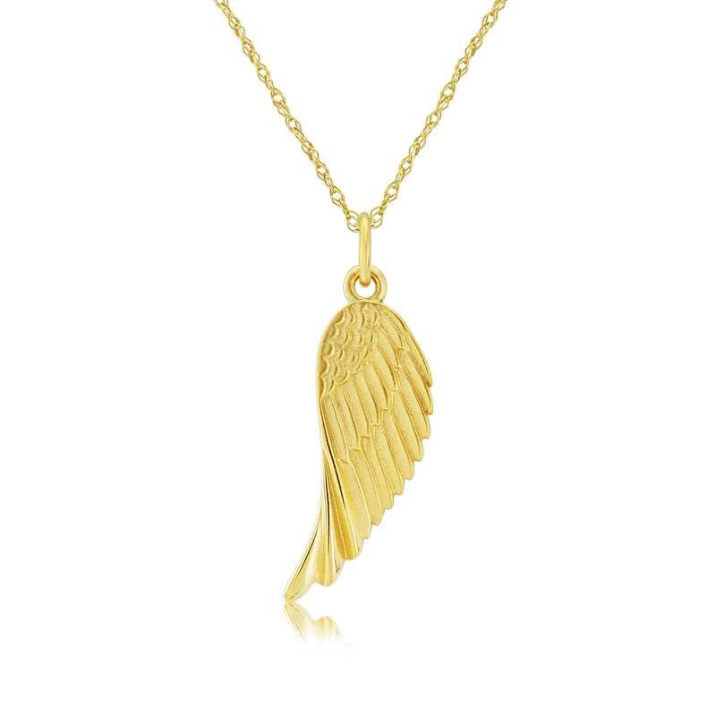 Yellow Gold Angel Wing Pendant Necklace