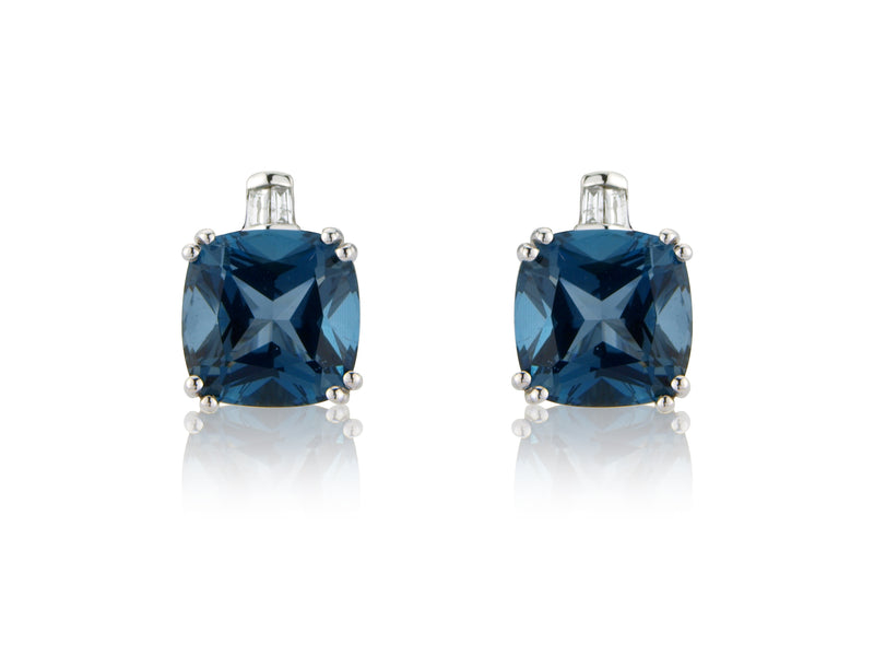 London Blue Topaz and Diamond Stud Earrings