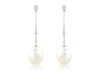 White Gold Pearl and Diamond Drop Earrings