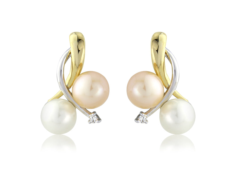 Pearl and Diamond Gold Earrings