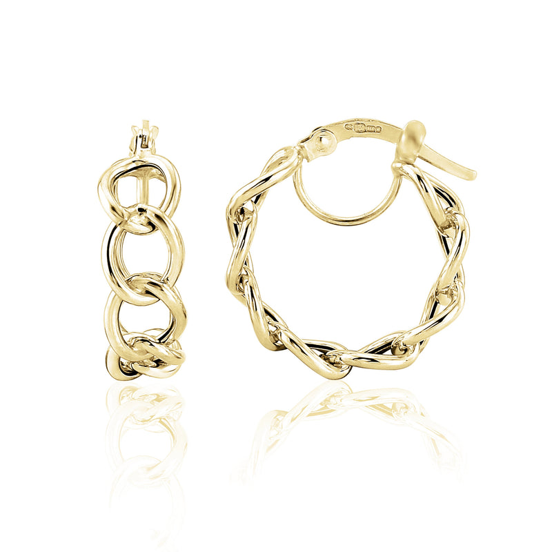 Gold Curb Link Hoop Earrings