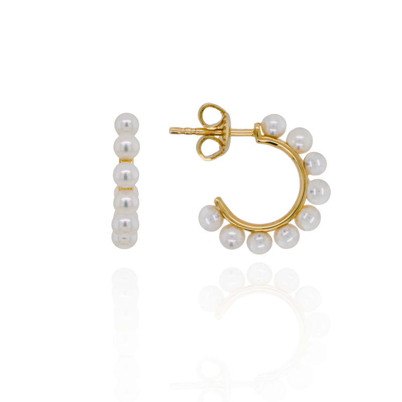 Cultured Pearl Hoop Earrings in Gold