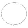 Revival Figaro Silver Chain T-Bar Necklace