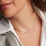 Revival Figaro Silver Chain T-Bar Necklace