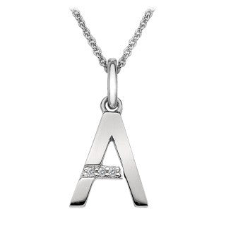 Silver 'A' Micro Pendant Diamond Necklace