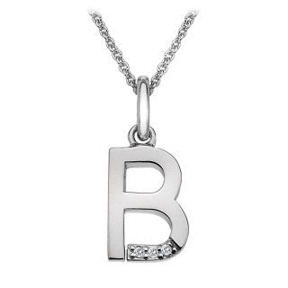Silver 'B' Micro Initial Diamond Pendant