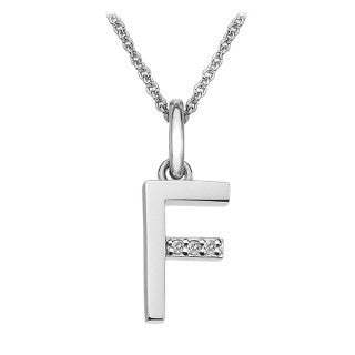 Silver 'F' Initial Micro Diamond Necklace