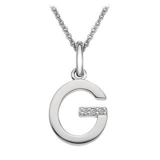 Silver "G' Initial Micro Diamond Necklace