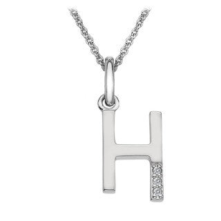 Silver 'H' Initial Micro Diamond Necklace
