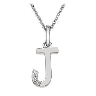 Silver 'J' Initial Micro Diamond Necklace