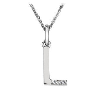 Silver 'L' Initial Micro Diamond Necklace
