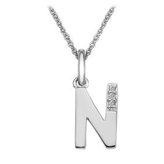 Silver 'N' Initial Micro Diamond Necklace