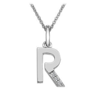 Silver 'R' Initial Micro Diamond Necklace