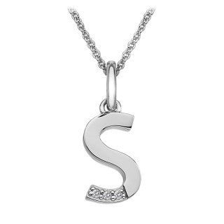 Silver 'S' Initial Micro Diamond Necklace