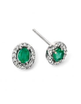 Emerald and Diamond Stud Earrings