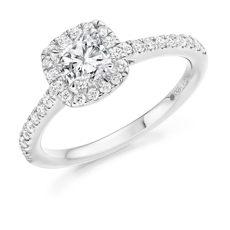 Platinum Cushion Cut Diamond Halo Ring