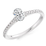 Oval Cut LAB Diamond Solitaire Ring With Diamond Shoulders