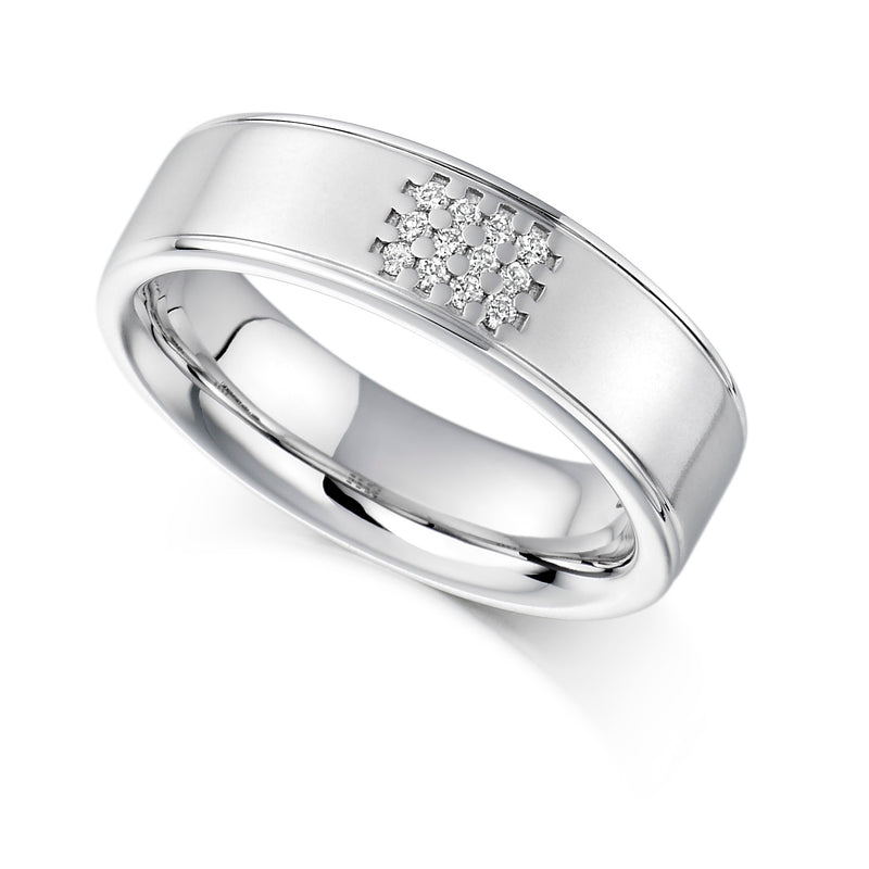 White Gold Diamond Chequered Ring