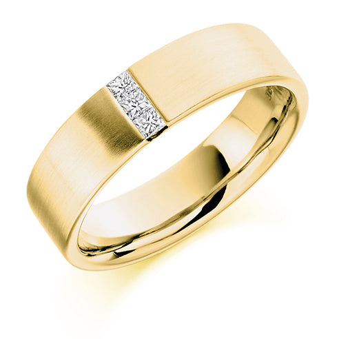Yellow Gold Three Stone Diamond Wedding Ring