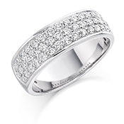 Platinum Diamond 3 Row Half Eternity Ring