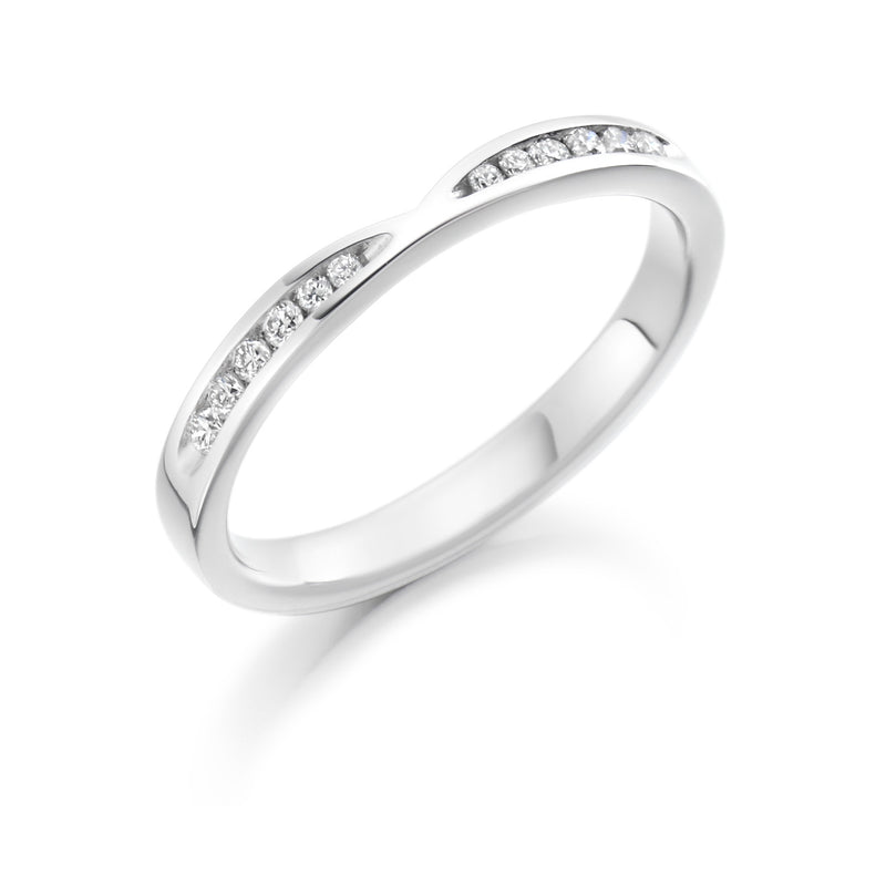 Platinum Diamond Curved Shaped Ring