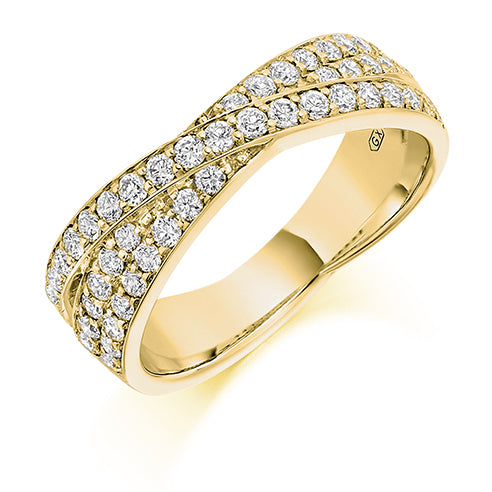 Gold Diamond Twist Shaped Dress Ring