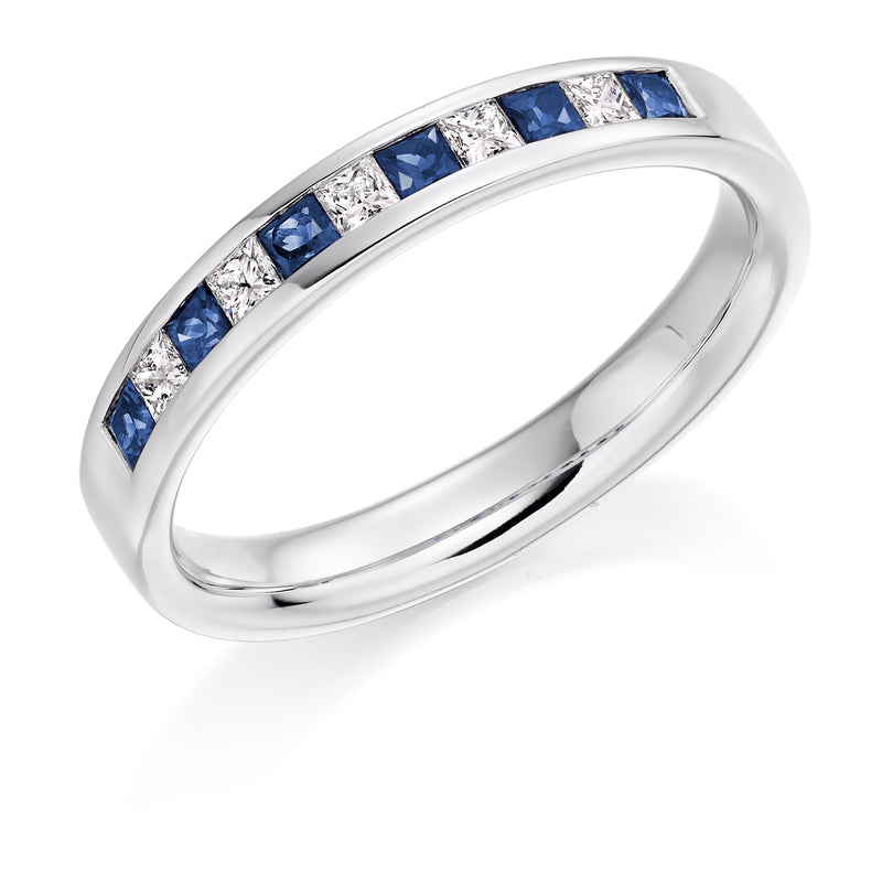White Gold Sapphire and Diamond Eternity Ring