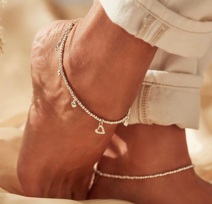 Silver Mini Cute Multi Heart Anklet