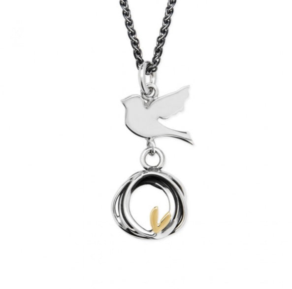 Silver and Gold Bird Necklace