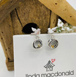 Silver Bird Stud Drop Earrings