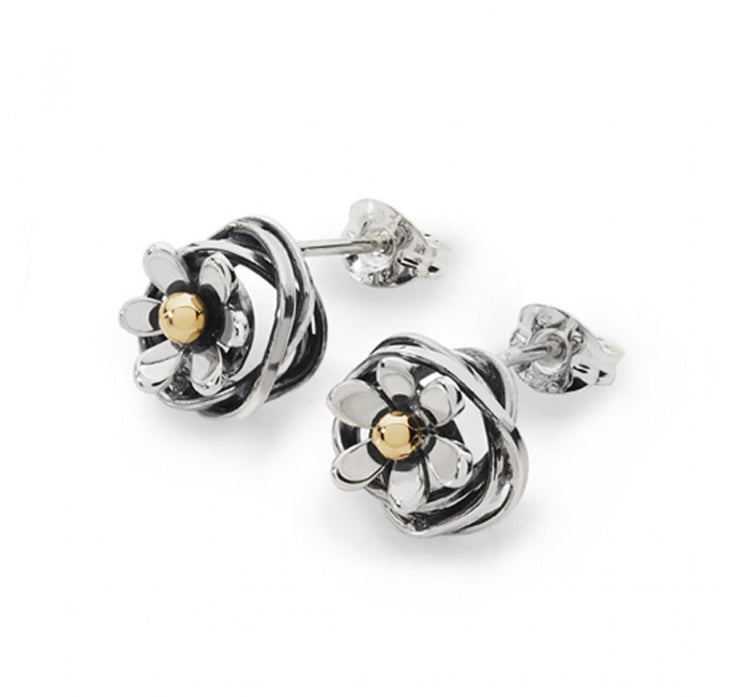 Silver Scribble Stud Earrings