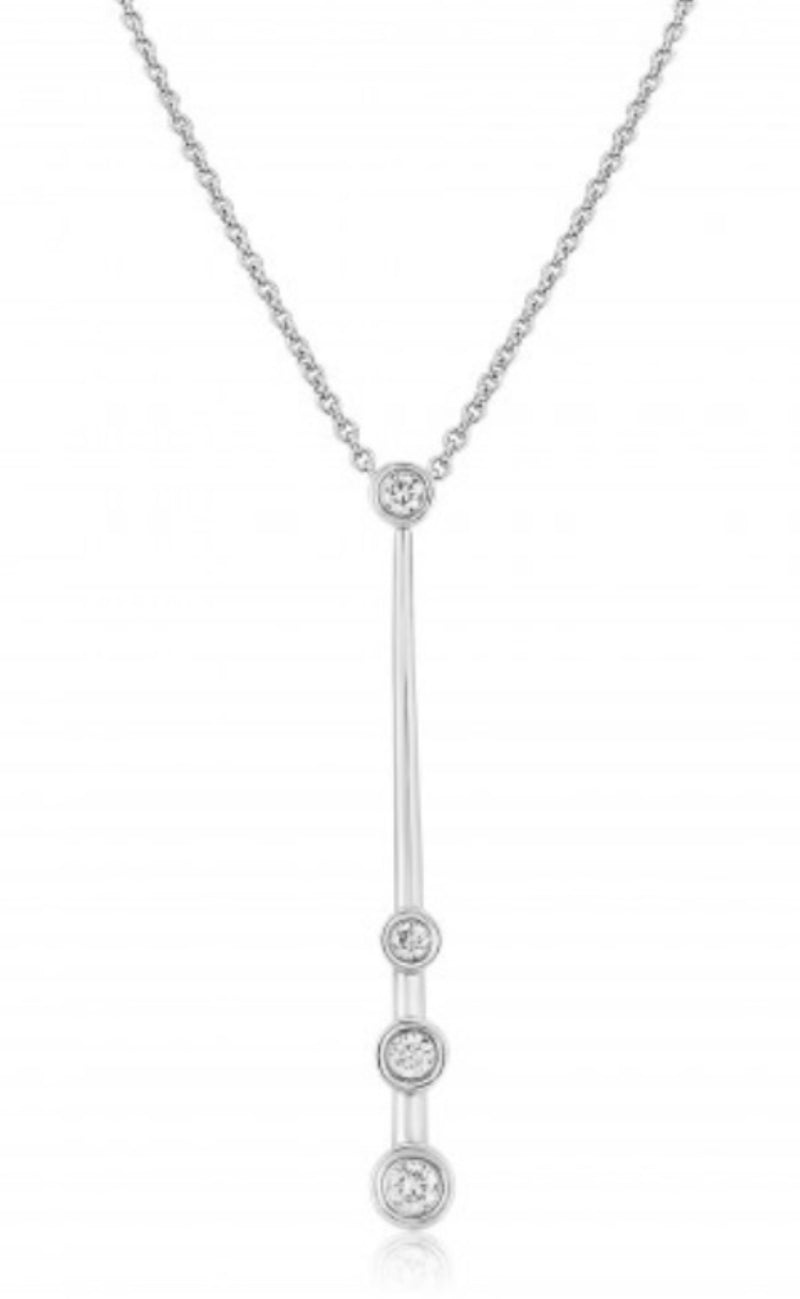 White Gold and Diamond Drop Pendant Necklace