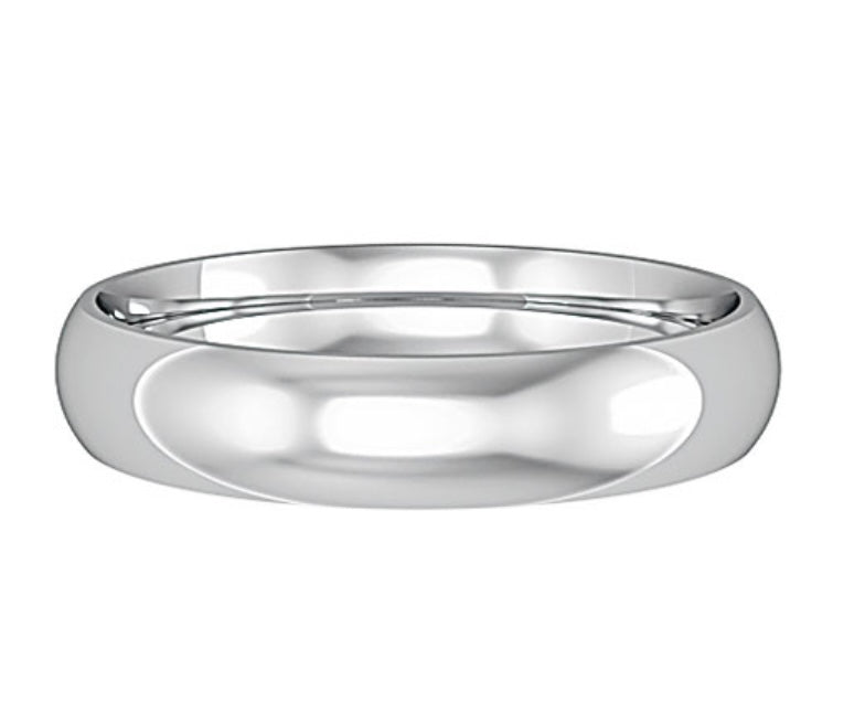 White Gold Court Shaped 4mm Wedding Ring