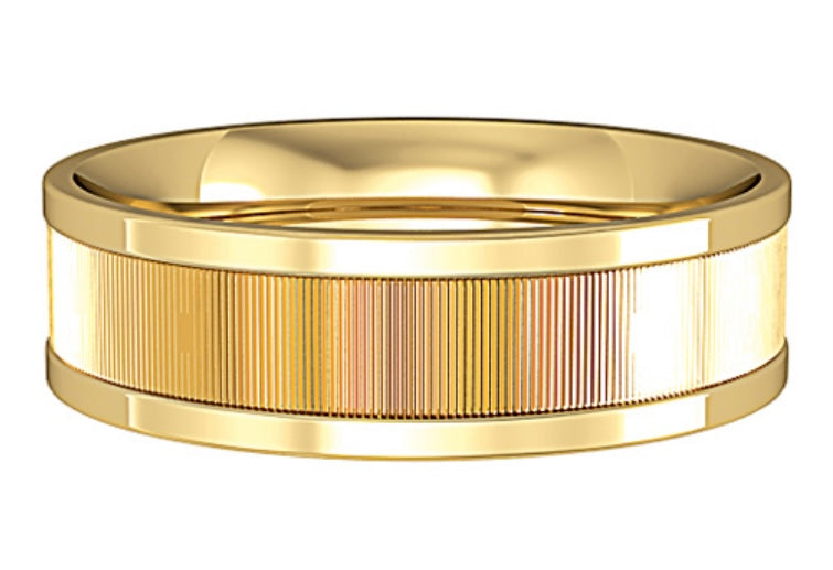 9ct Yellow Gold Ribbed 6mm Wedding Ring