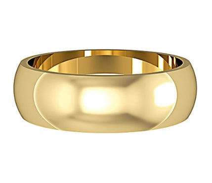 9ct Gold 6mm D-Shape Wedding Ring