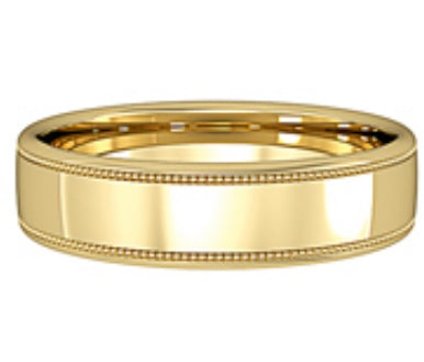 9ct Gold Millgrain Edge 5mm Wedding Ring