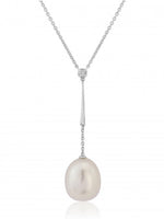 White Gold Pearl and Diamond Pendant Necklace