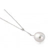 White Gold Pearl and Diamond Pendant Necklace