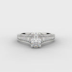 Platinum Oval & Baguette Cut Diamond Ring