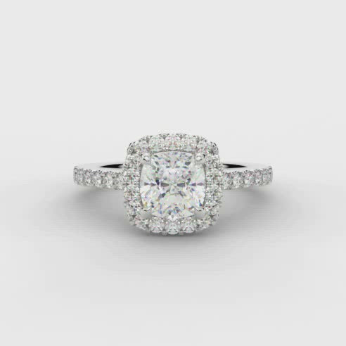 Platinum Cushion Cut Diamond Halo Ring