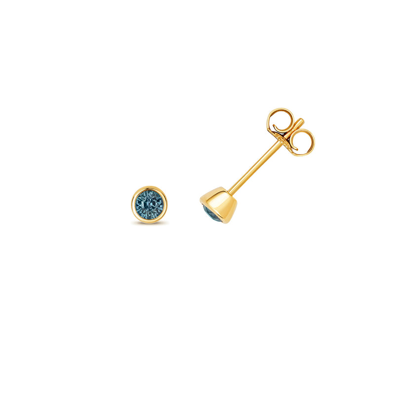 Gold Alexandrite Round Stud Earrings