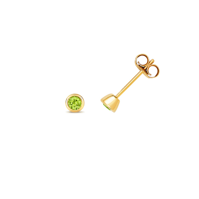 Gold Peridot Round Stud Earrings