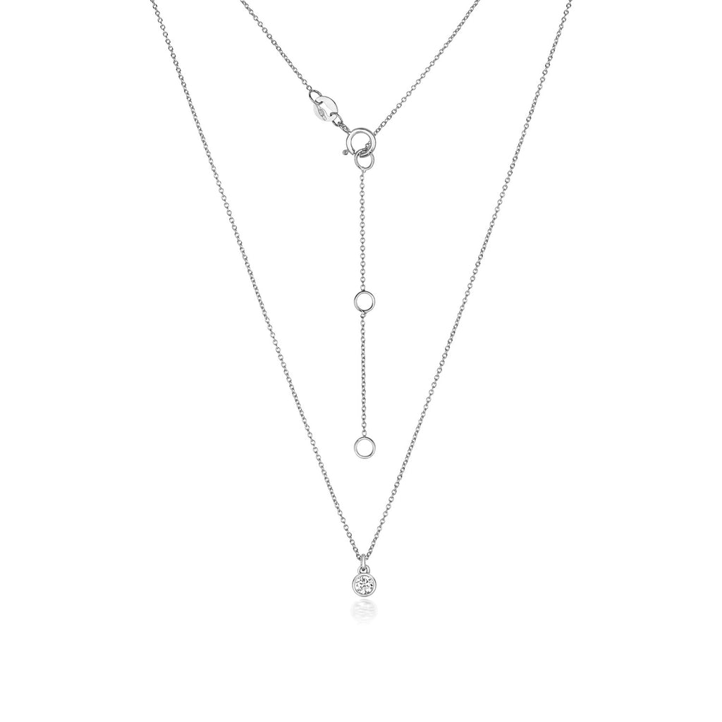 Diamond Rubover Pendant Necklace in White Gold