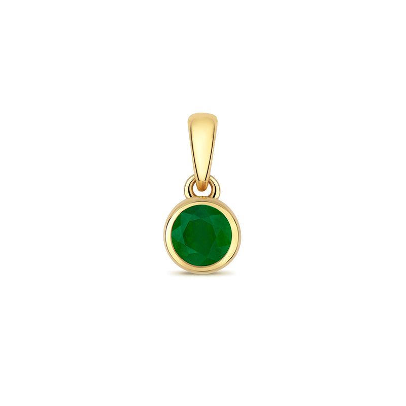 Gold Emerald Round Pendant Necklace