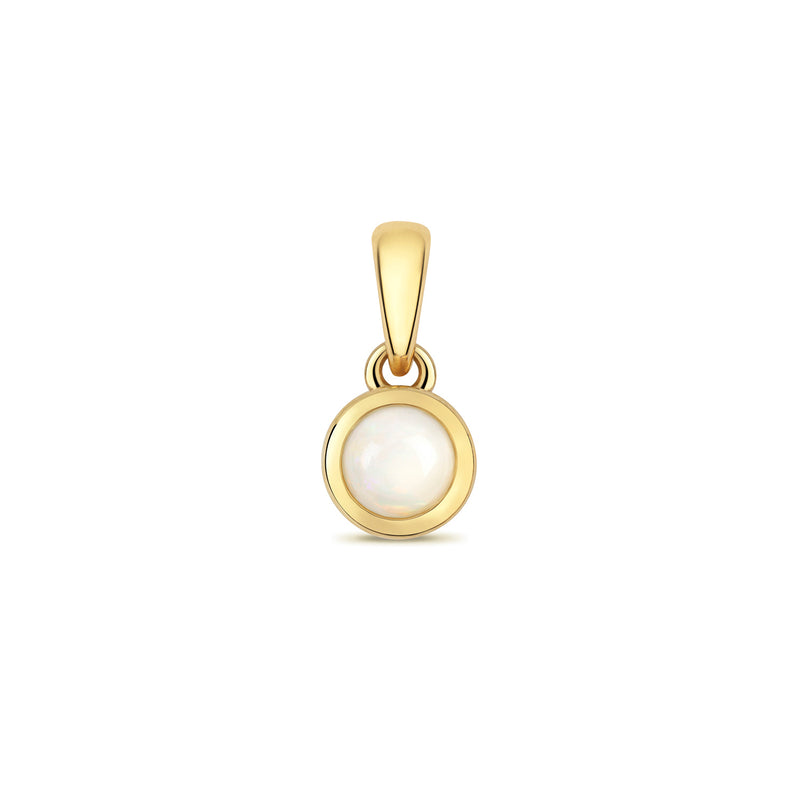 Gold Opal Round Pendant Necklace