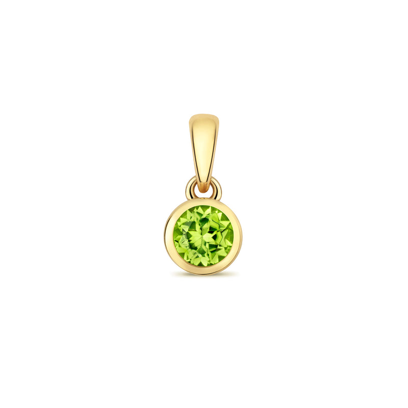 Gold Peridot Round Pendant Necklace