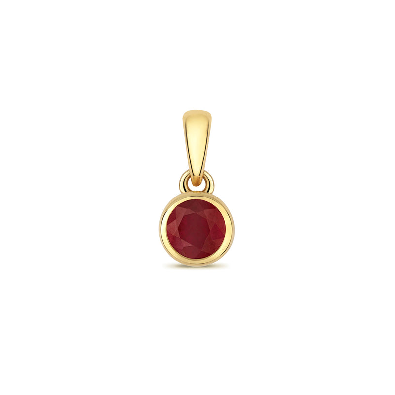 Gold Ruby Round Pendant Necklace
