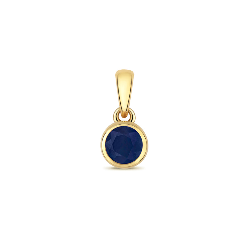 Gold Sapphire Round Pendant Necklace
