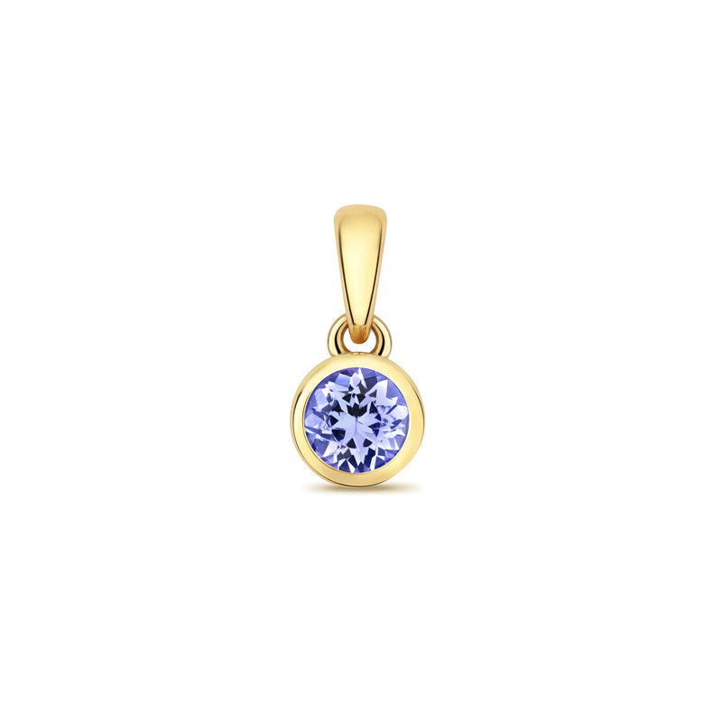 Gold Tanzanite Round Pendant Necklace